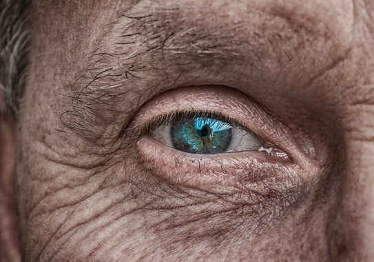 Foto de un ojo humano, de una persona adulta. 