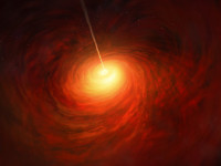 Representación artística del agujero negro del centro de la galaxia M87