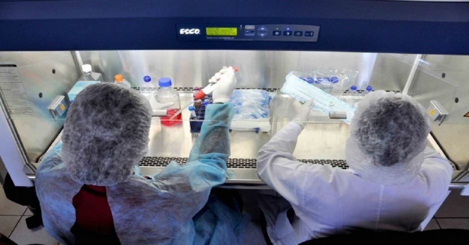 Dos científicos hacen pruebas en un laboratorio
