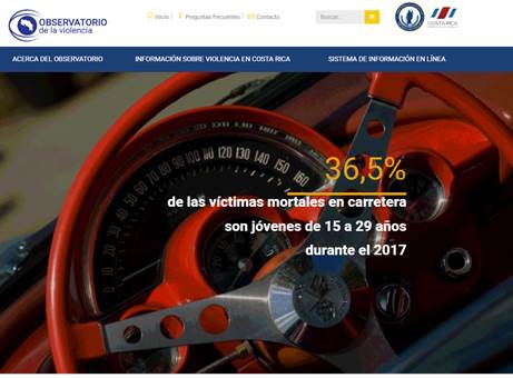 Foto de la pantalla de la página web del Observatorio con datos sobre las víctimas mortales en carretera, indica que en el 2017 fueron jóvenes de 15 a 29 años.