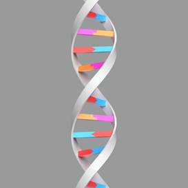 Otra figura de la estructura molecular del ADN, en varios colores.